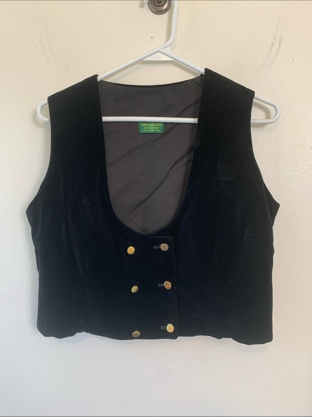 John Morrison Edinburgh Made in Scotland Black Velvet Vest